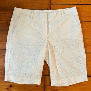 Ann Taylor size 6 White eyelet Bermuda shorts. coastal white, classic, beach